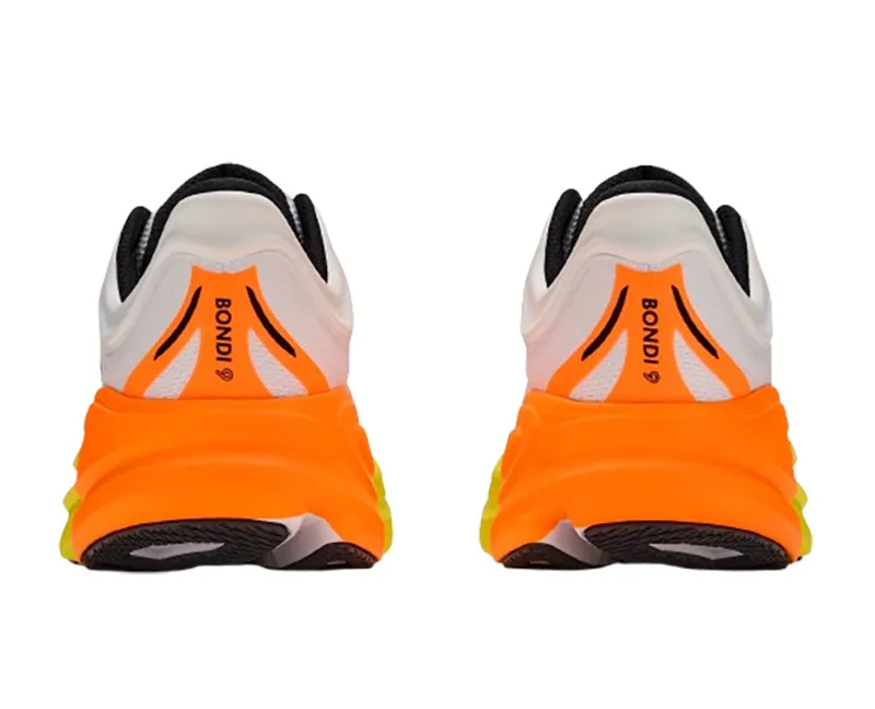 Hoka One One Men's Bondi 9 White/Neon Tangerine-5