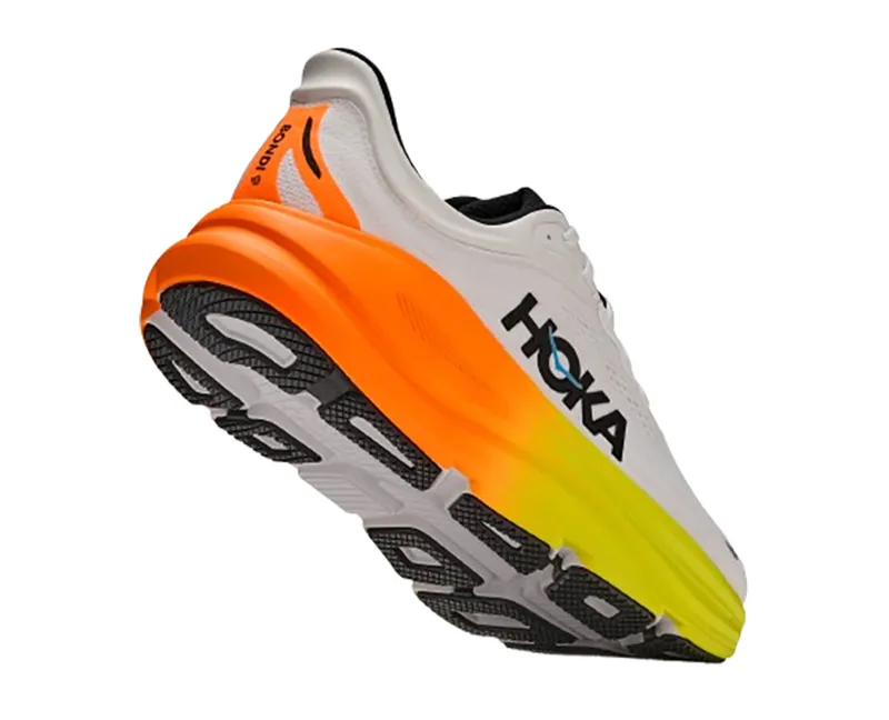 Hoka One One Men's Bondi 9 White/Neon Tangerine-4