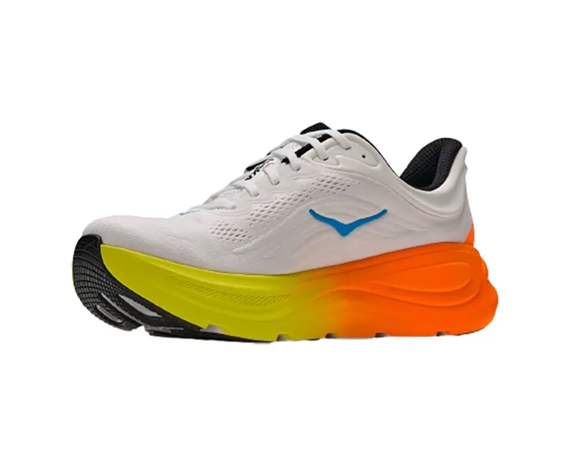 Hoka One One Men's Bondi 9 White/Neon Tangerine-3