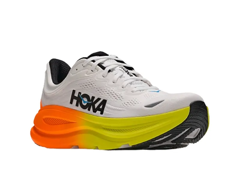 Hoka One One Men's Bondi 9 White/Neon Tangerine-2