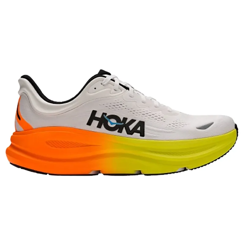 Hoka One One Men's Bondi 9 White/Neon Tangerine