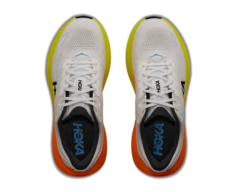 Hoka One One Men's Bondi 9 Wide White/Neon Tangerine-6