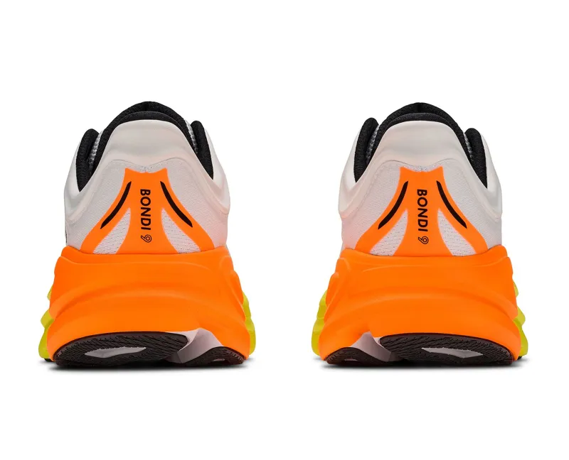 Hoka One One Men's Bondi 9 Wide White/Neon Tangerine-5