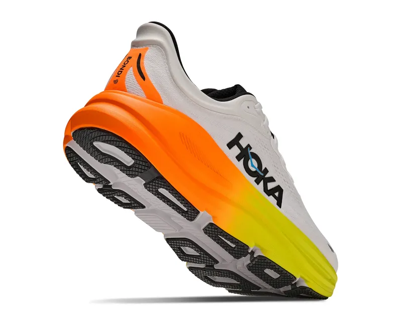 Hoka One One Men's Bondi 9 Wide White/Neon Tangerine-4