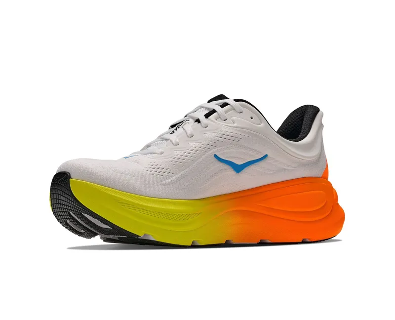 Hoka One One Men's Bondi 9 Wide White/Neon Tangerine-3