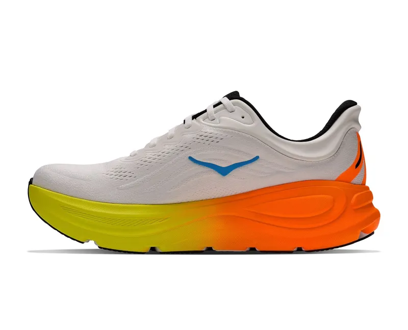 Hoka One One Men's Bondi 9 Wide White/Neon Tangerine-1