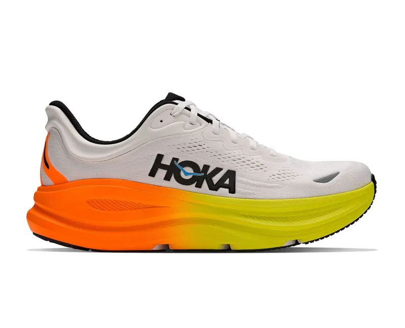 Hoka One One Men's Bondi 9 Wide White/Neon Tangerine