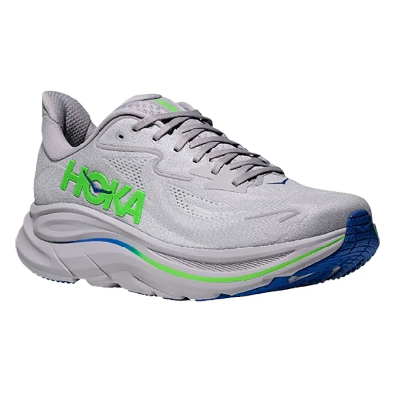 Hoka One One Men's Clifton 10 Ash Grey/Neon Green-2