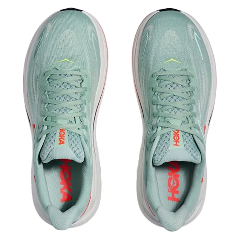 Hoka One One Men's Clifton 10 Wide Sage/Neon Flame-6