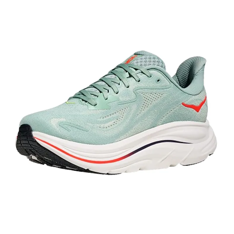 Hoka One One Men's Clifton 10 Wide Sage/Neon Flame-3