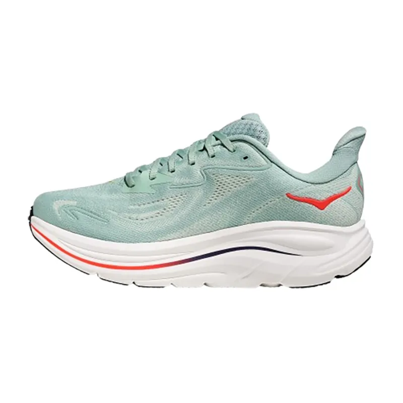 Hoka One One Men's Clifton 10 Wide Sage/Neon Flame-1