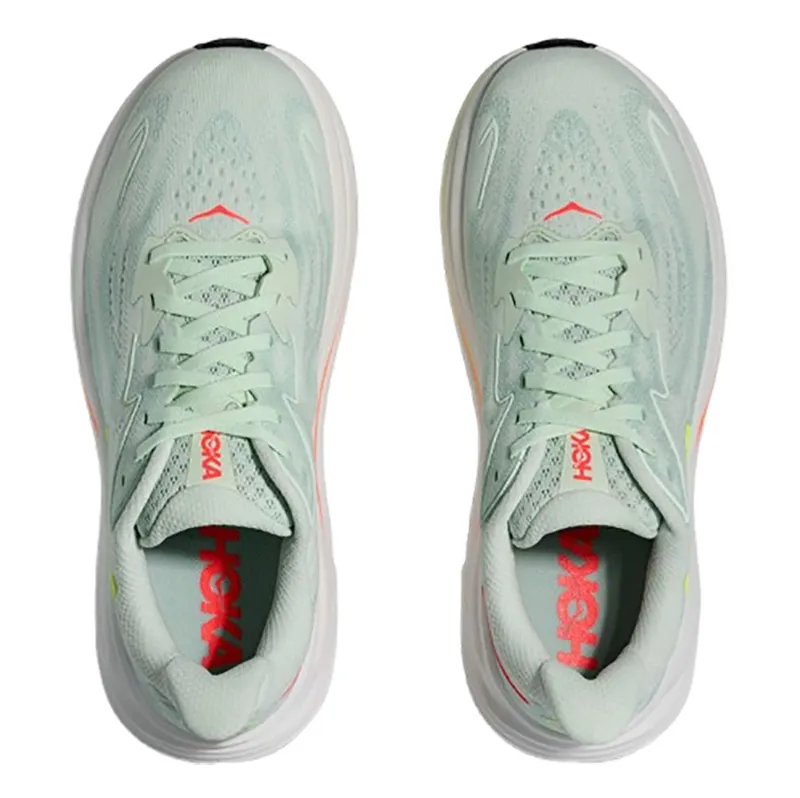 Hoka One One Women's Clifton 10 Sea Glass/Neon Flame-6