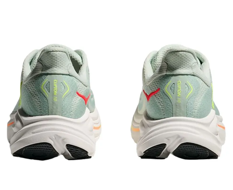 Hoka One One Women's Clifton 10 Sea Glass/Neon Flame-5