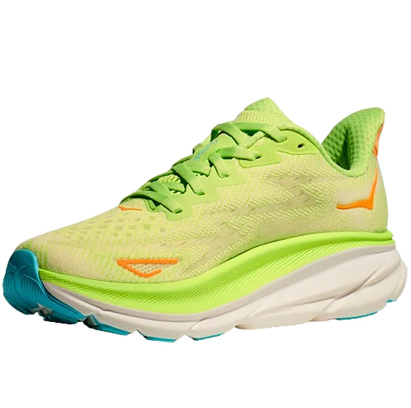 Hoka One One Women's Clifton 9 Running Shoes WIDE - Lettuce/Solar-2