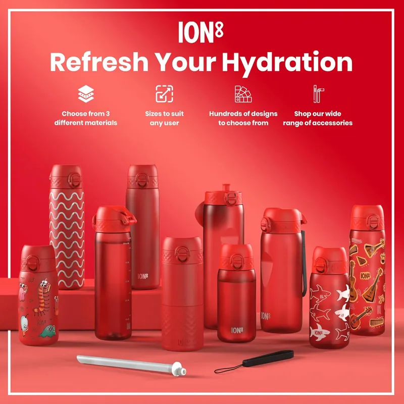 Ion8 Pod Kids Water Bottle 350ml Red-6