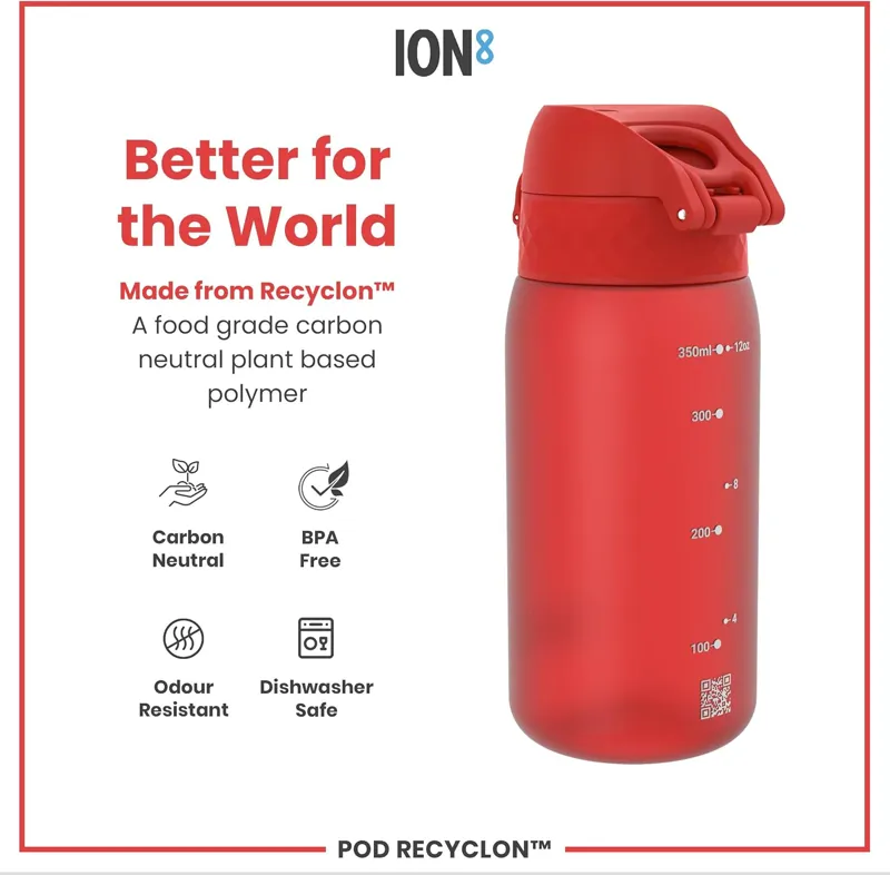 Ion8 Pod Kids Water Bottle 350ml Red-4