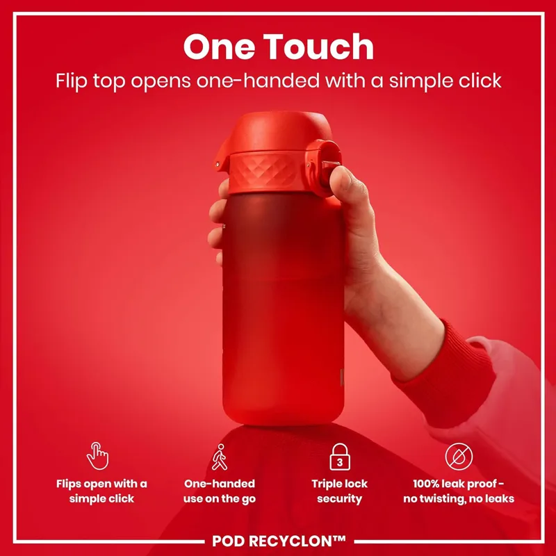 Ion8 Pod Kids Water Bottle 350ml Red-2