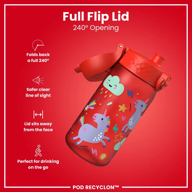 Ion8 Pod Water Bottle 350ml Graphic Red Unicorns-3