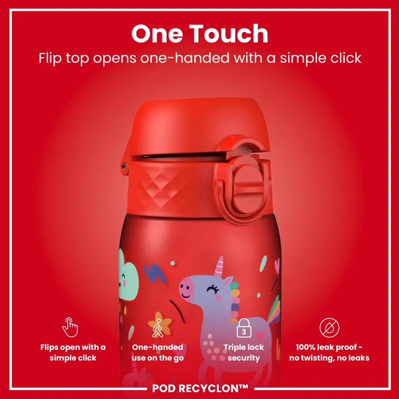 Ion8 Pod Water Bottle 350ml Graphic Red Unicorns-2