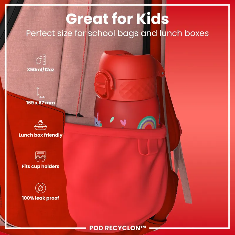 Ion8 Pod Water Bottle 350ml Graphic Red Unicorns-1