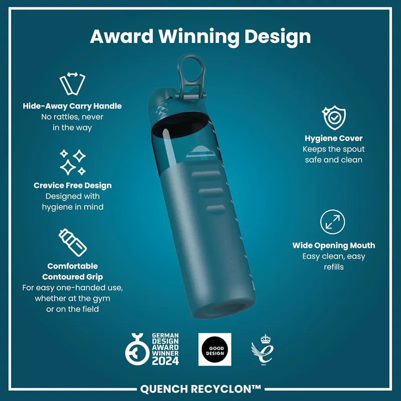 Ion8 Quench Water Bottle 1000ml Deep Teal Clear-5