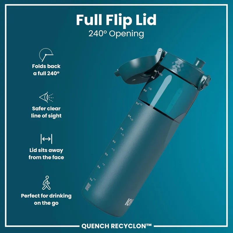 Ion8 Quench Water Bottle 1000ml Deep Teal Clear-3