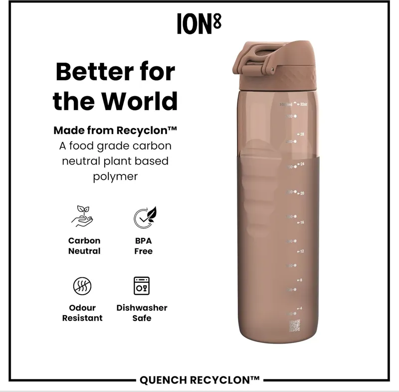 Ion8 Quench Water Bottle 1000ml Mocha Mousse-4