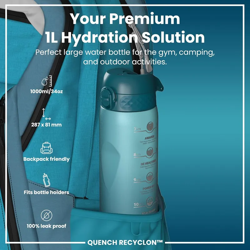 Ion8 Quench Water Bottle 1000ml Teal/Blue-1