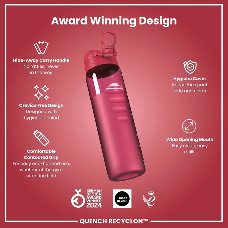 Ion8 Quench Water Bottle 1000ml Viva Magenta Clear-5