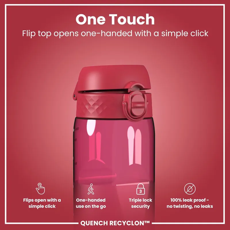 Ion8 Quench Water Bottle 1000ml Viva Magenta Clear-2