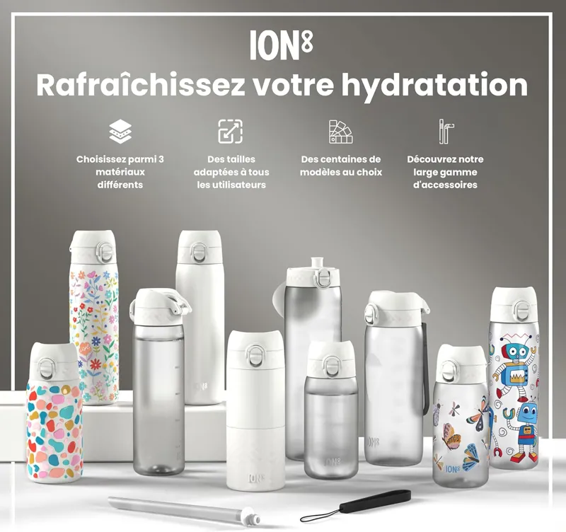 Ion8 Slim Water Bottle 500ml Graphic Robot-6