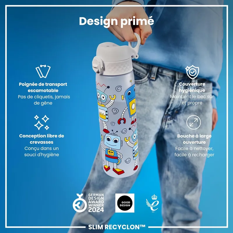 Ion8 Slim Water Bottle 500ml Graphic Robot-5