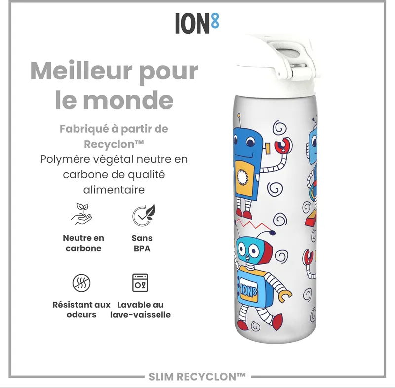 Ion8 Slim Water Bottle 500ml Graphic Robot-4