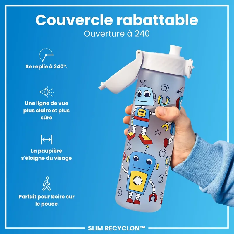 Ion8 Slim Water Bottle 500ml Graphic Robot-3