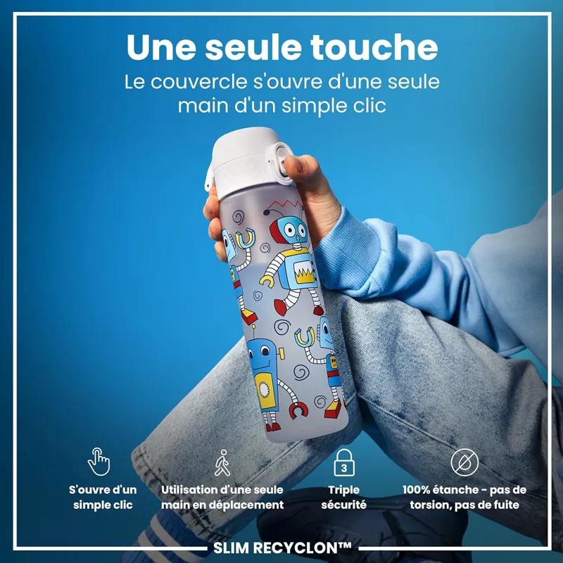 Ion8 Slim Water Bottle 500ml Graphic Robot-2