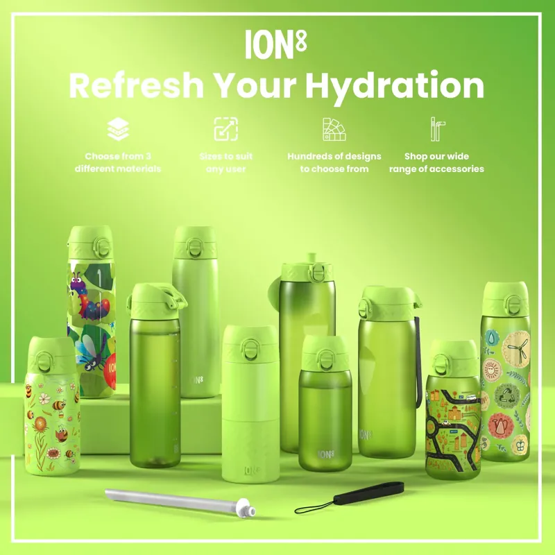Ion8 Slim Water Bottle 500ml Khaki Green-6