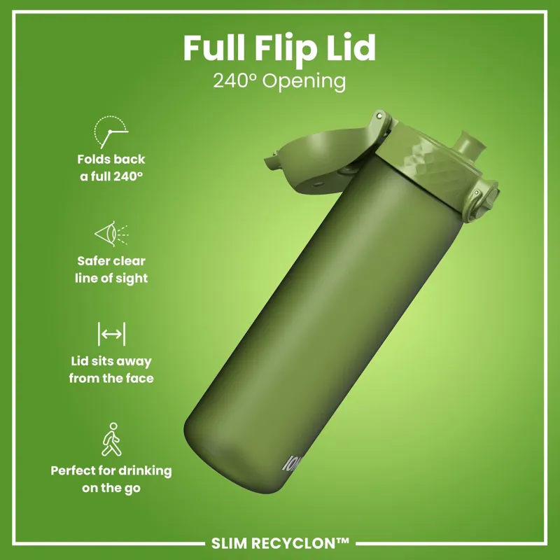 Ion8 Slim Water Bottle 500ml Khaki Green-3