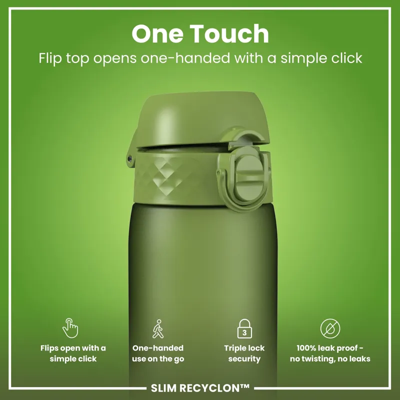 Ion8 Slim Water Bottle 500ml Khaki Green-2