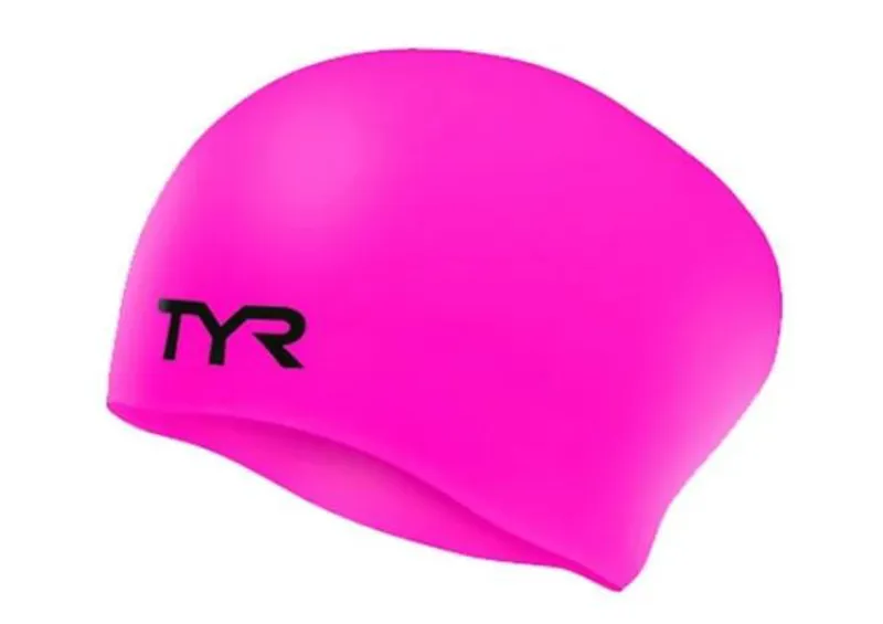 TYR Long Hair Silcon Swim Cap Pink