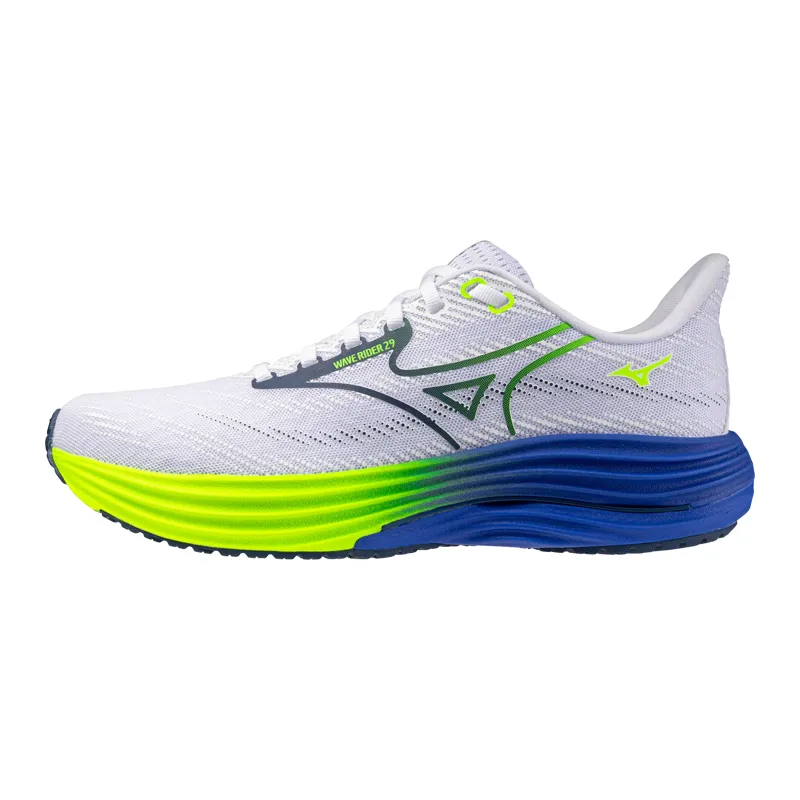 Mizuno Men's Wave Rider 29 White/Estate Blue/Lightning Yellow-8
