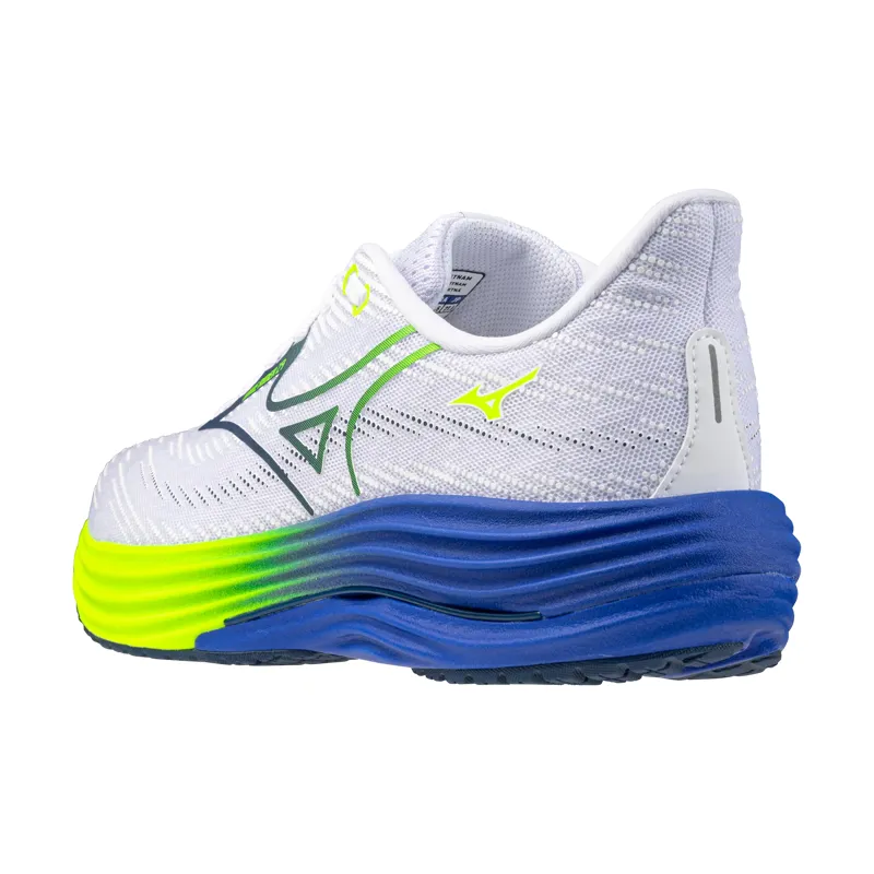 Mizuno Men's Wave Rider 29 White/Estate Blue/Lightning Yellow-3