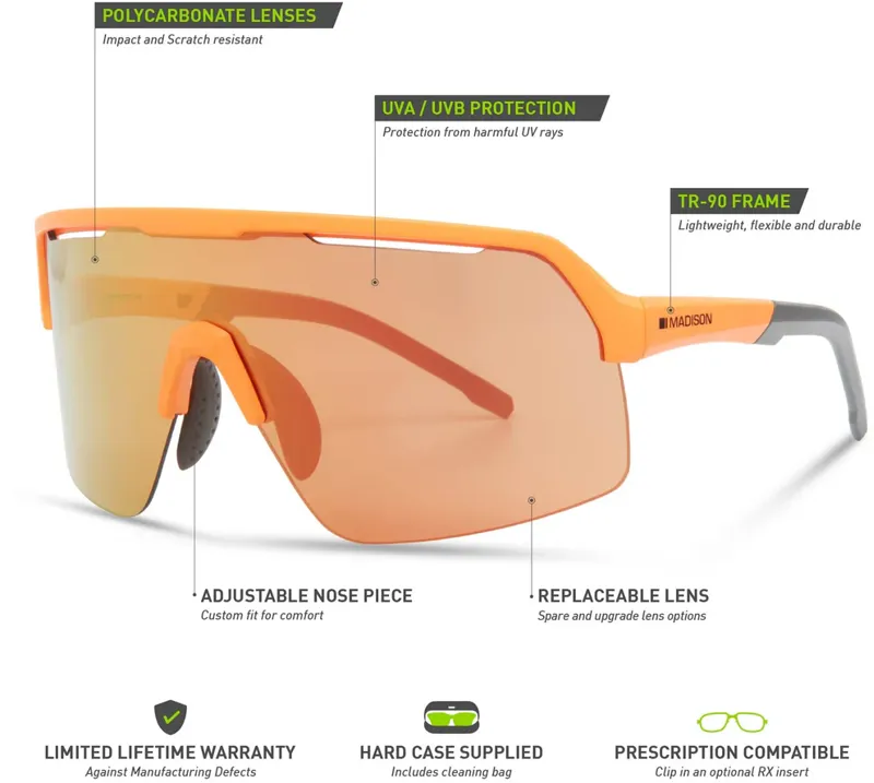 Madison Eyewear Crypto Air 3 Lens Pack Sunglasses Mango Orange-5