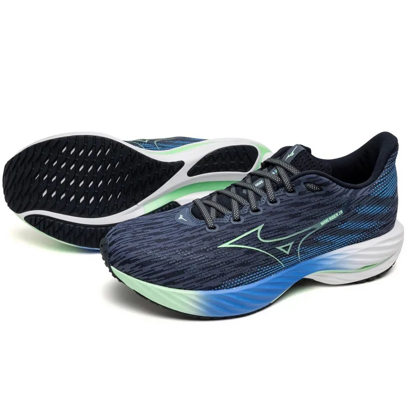 Mizuno Men's Wave Rider 28 Vintage Indigo/Neo Mint/Front Blue-5