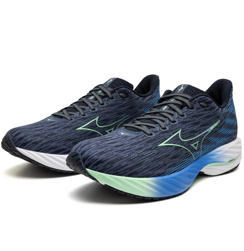 Mizuno Men's Wave Rider 28 Vintage Indigo/Neo Mint/Front Blue-4