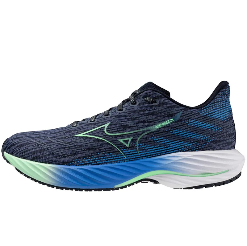 Mizuno Men's Wave Rider 28 Vintage Indigo/Neo Mint/Front Blue-1