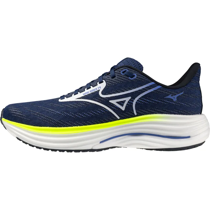Mizuno Men's Wave Rider 29 Estate Blue/White/Lightning Yellow-2