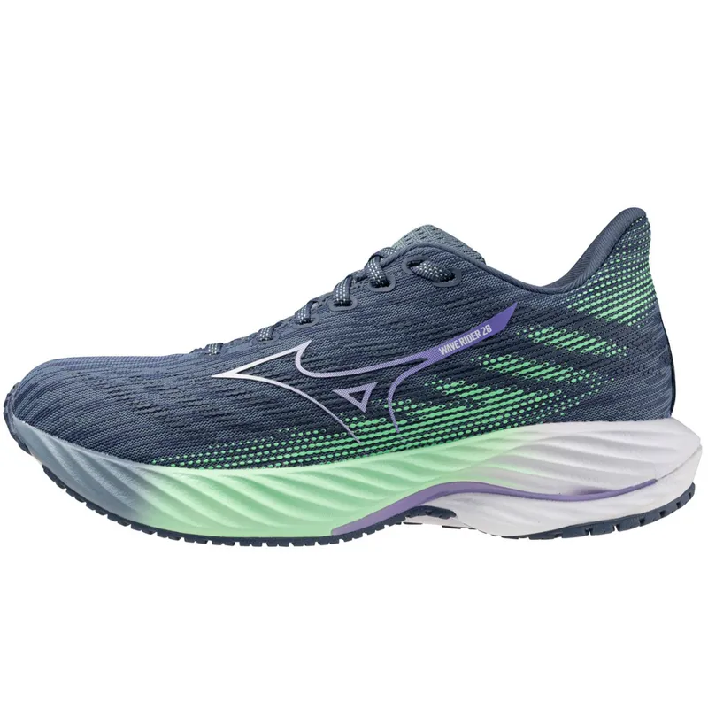 Mizuno Women's Wave Rider 28 Citadel/White/Neo Mint-1