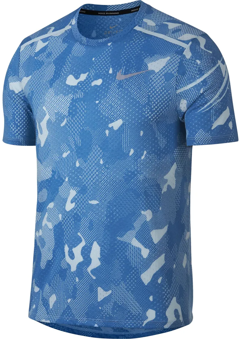 Nike Men's Tailwind Camo Short Sleeve Top Blue XXL