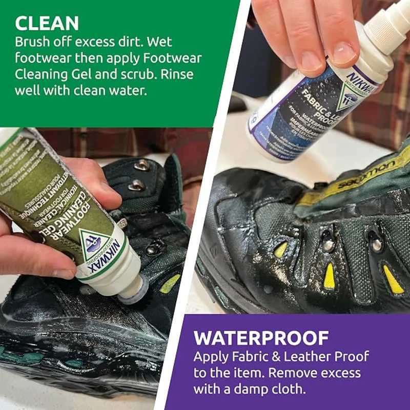 Nikwax Footwear Cleaning Gel/Fabric and Leather Proof Brush-On/Sponge-On 2 x 125 ml-4