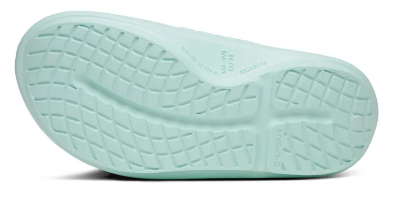 Oofos Women's OOahh Plus Slide Sandal Mint-6